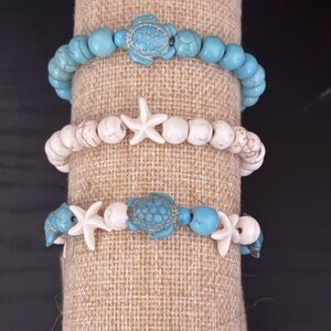 Handcrafted blue turtle beaded bracelet